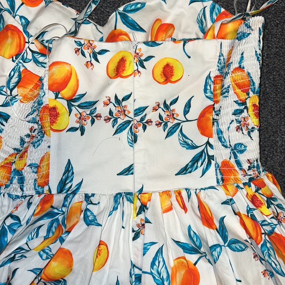 Amanda Uprichard White Mini Dress with Orange Peach Print - Picture 4 of 4